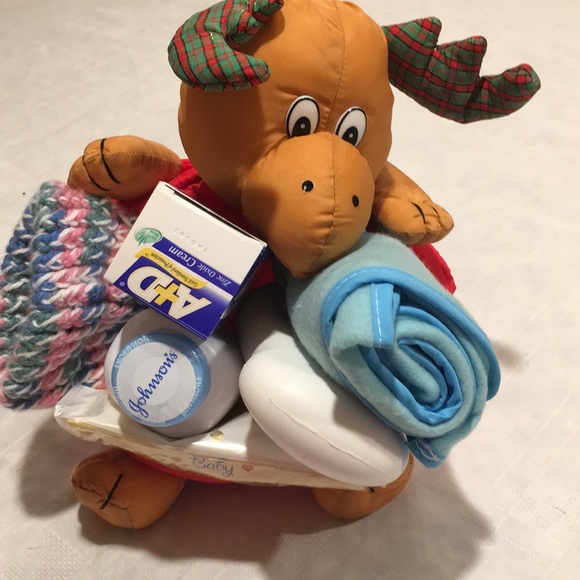 Baby’s First Bath Christmas Deer NEW 10Pc set Wash Powder A&D+ Wash clothes Hat - Picture 2 of 11